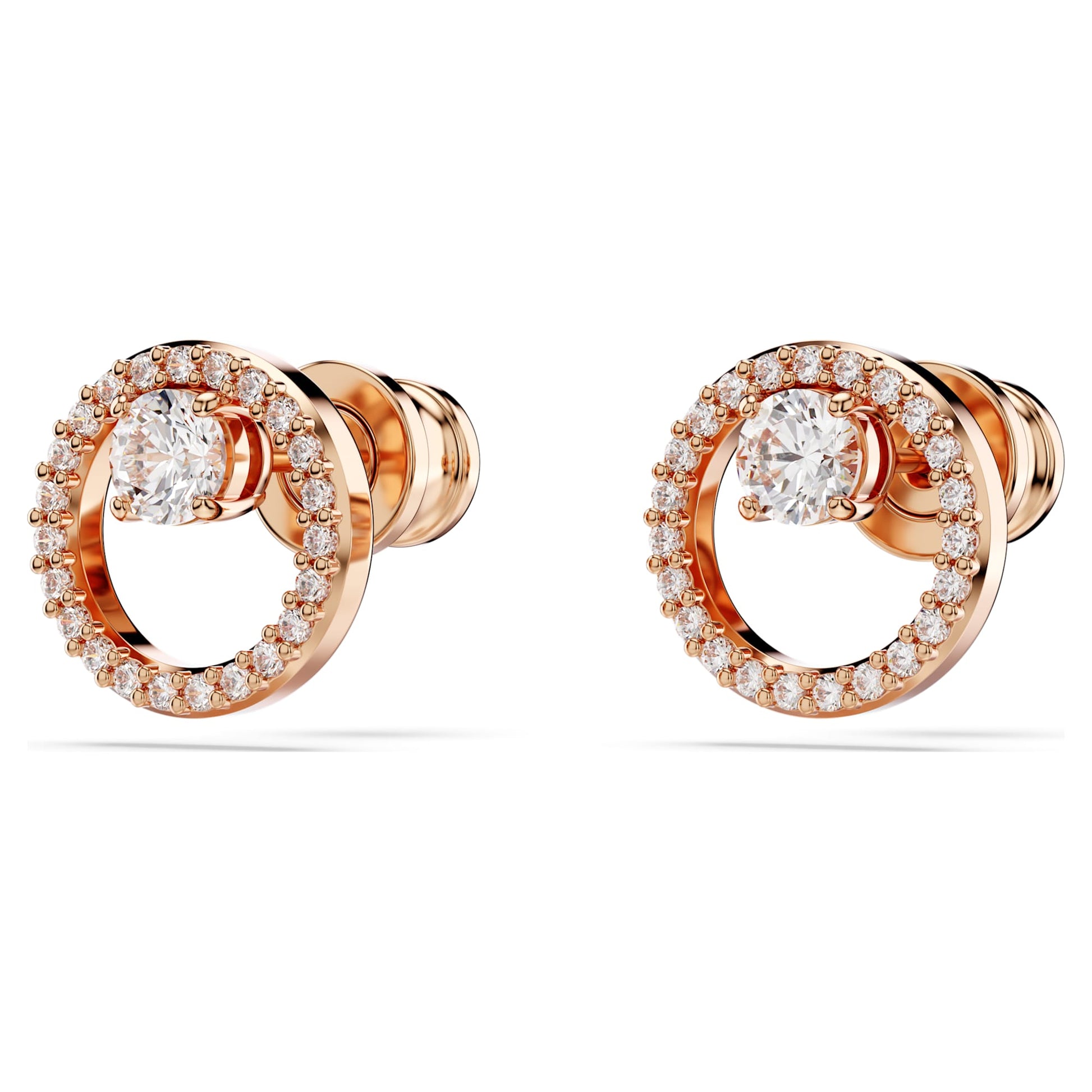Swarovski Constella stud earrings Round cut, White, Rose gold-tone plated 5692263