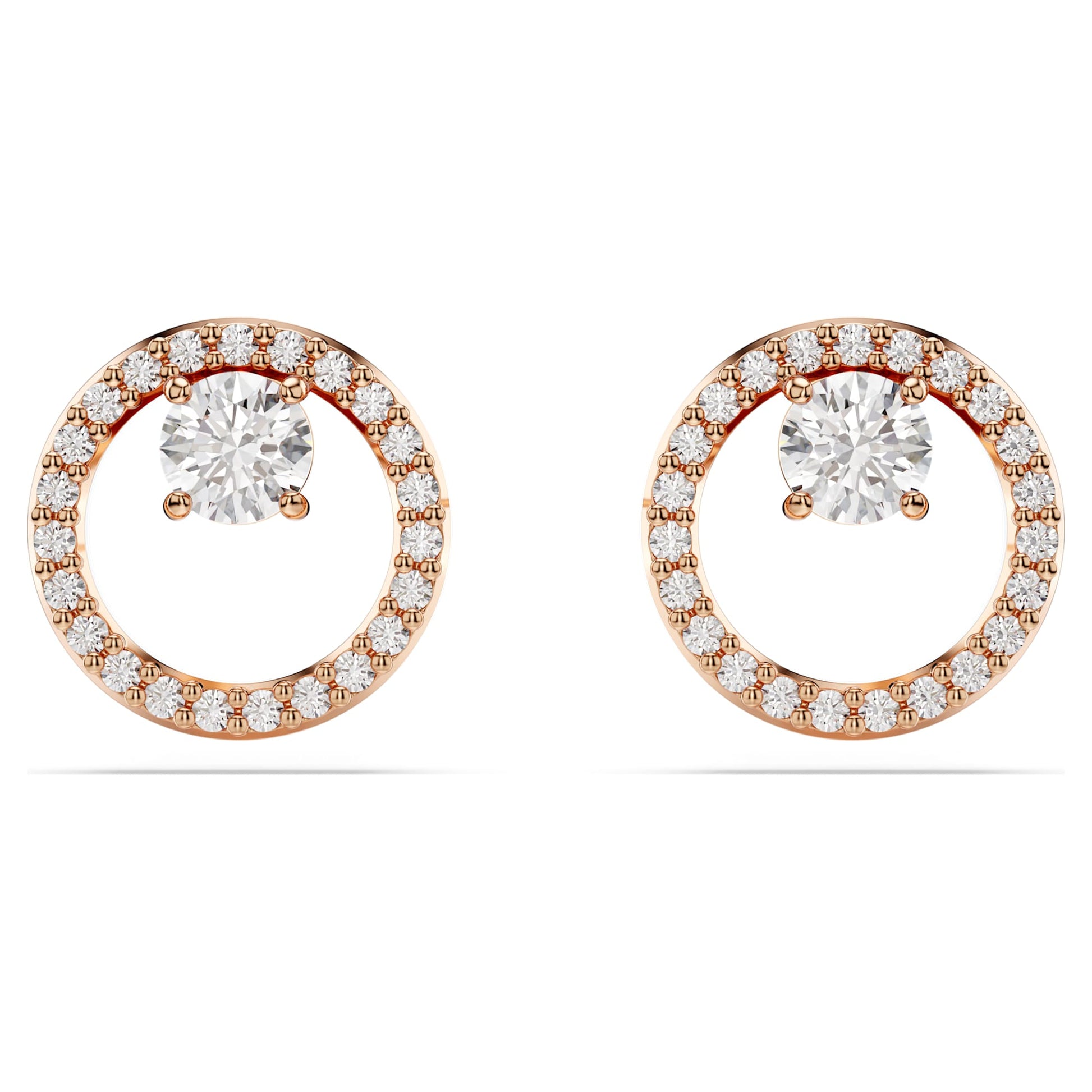 Swarovski Constella stud earrings Round cut, White, Rose gold-tone plated 5692263