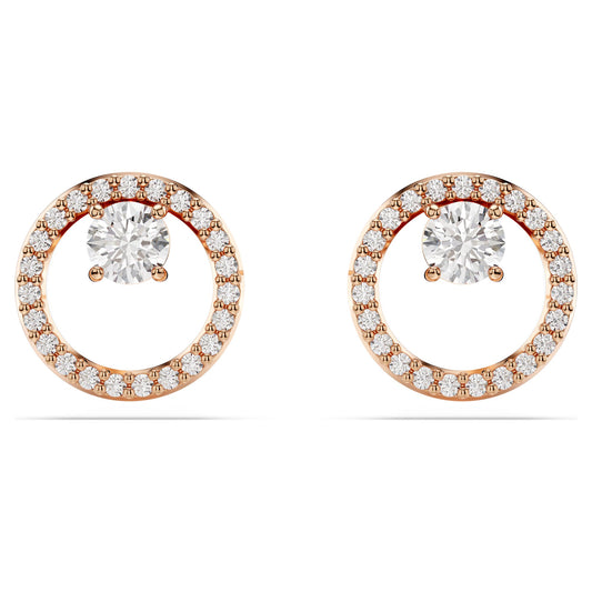 Swarovski Constella stud earrings Round cut, White, Rose gold-tone plated 5692263