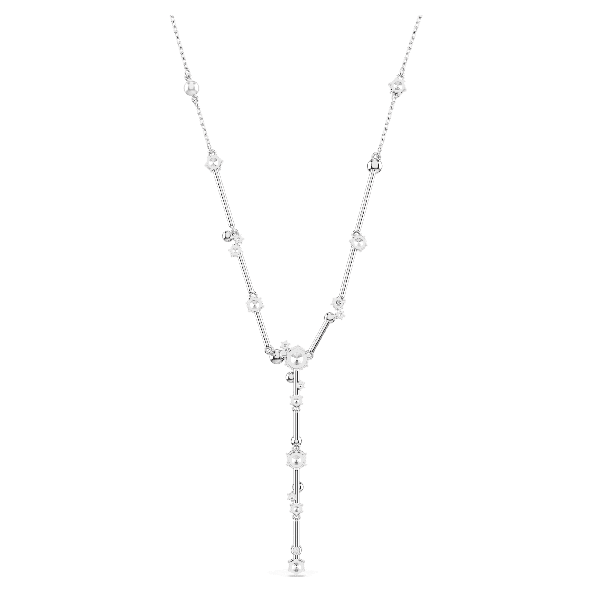 Swarovski Constella Y necklace Crystal pearl, Round cuts, White, Rhodium plated 5711830