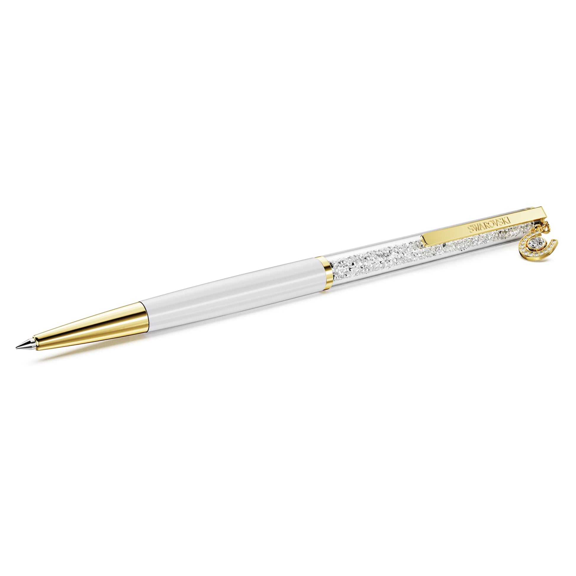 Swarovski Crystalline ballpoint pen Horse shoe, White, White lacquered, Gold-tone plated 5740699
