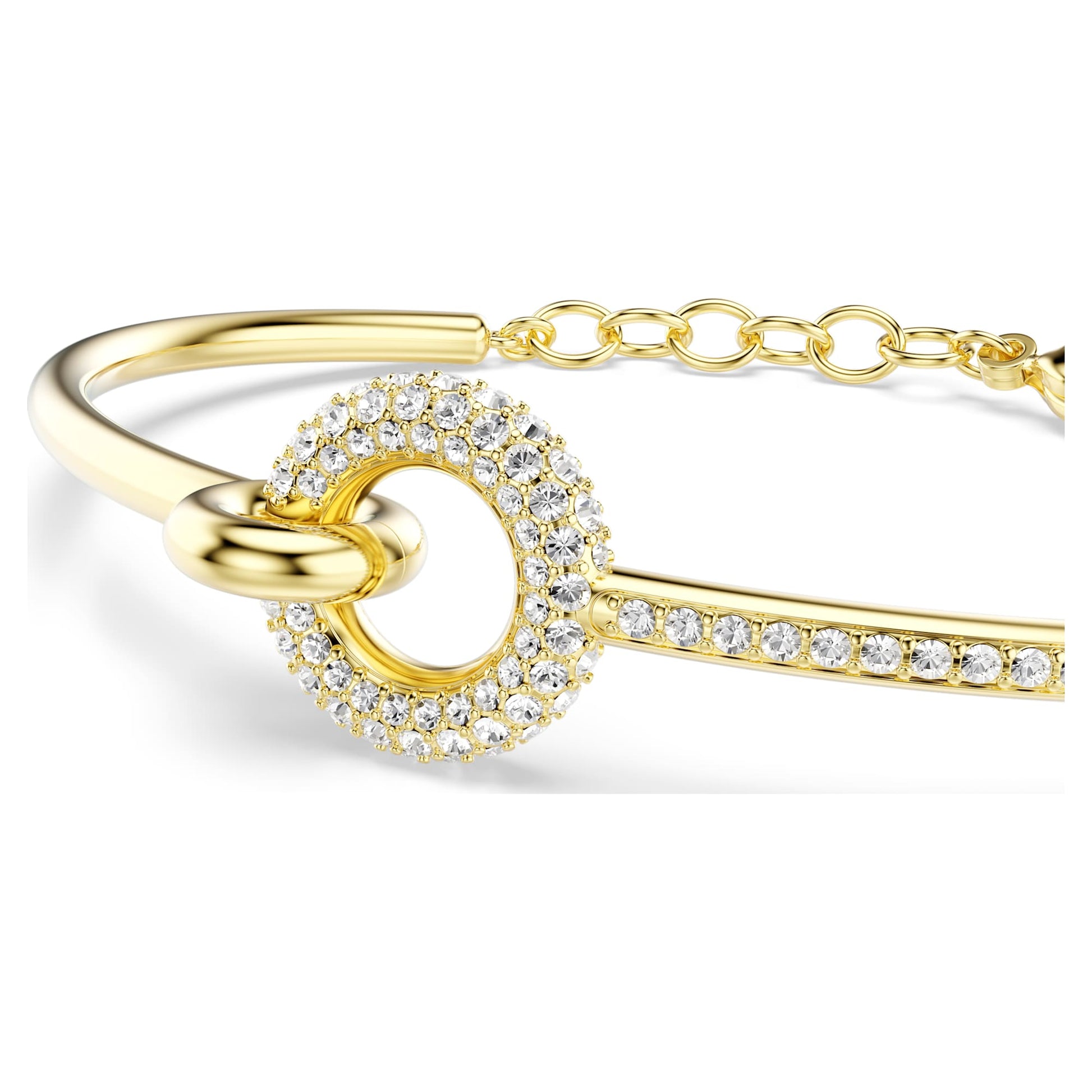 Swarovski Dextera bangle Round cut, White, Gold-tone plated 5743568