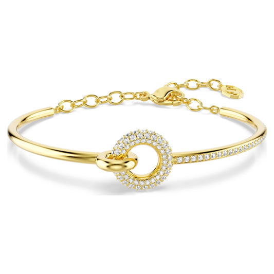 Swarovski Dextera bangle Round cut, White, Gold-tone plated 5743568