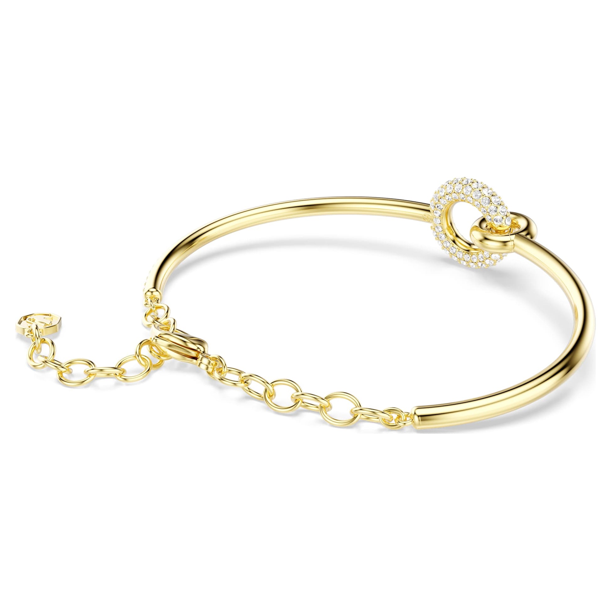 Swarovski Dextera bangle Round cut, White, Gold-tone plated 5743568