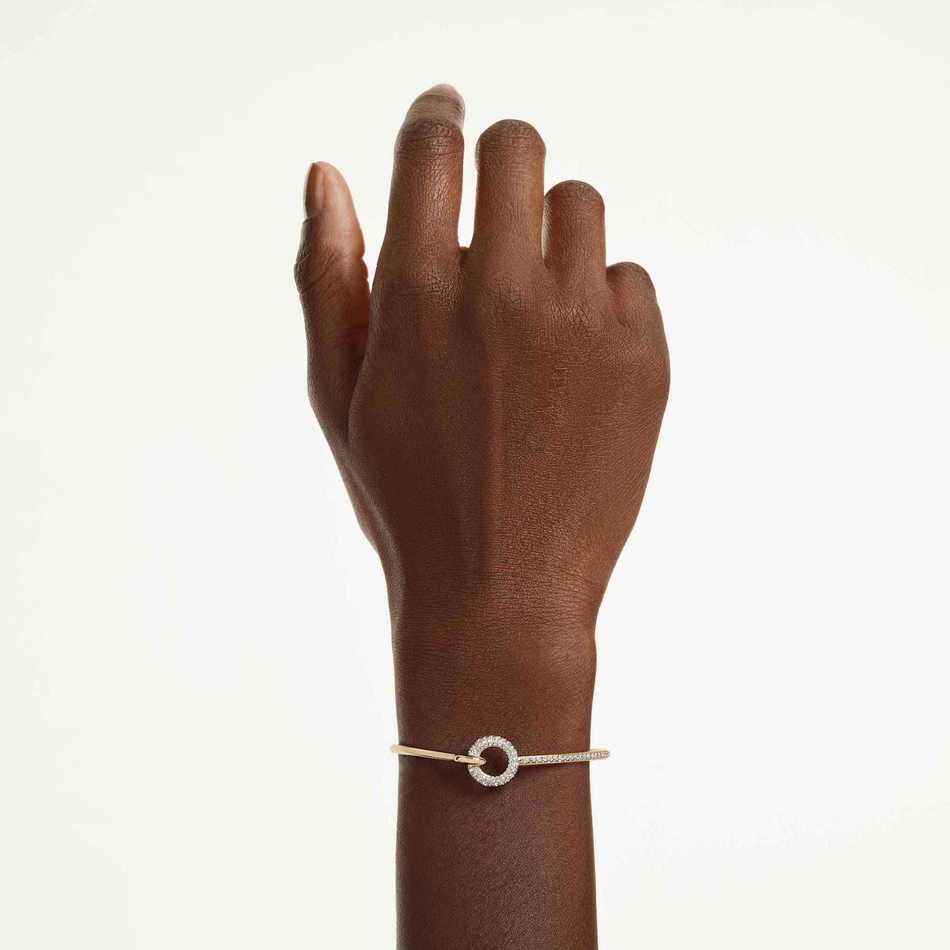 Swarovski Dextera bangle Round cut, White, Gold-tone plated 5743568