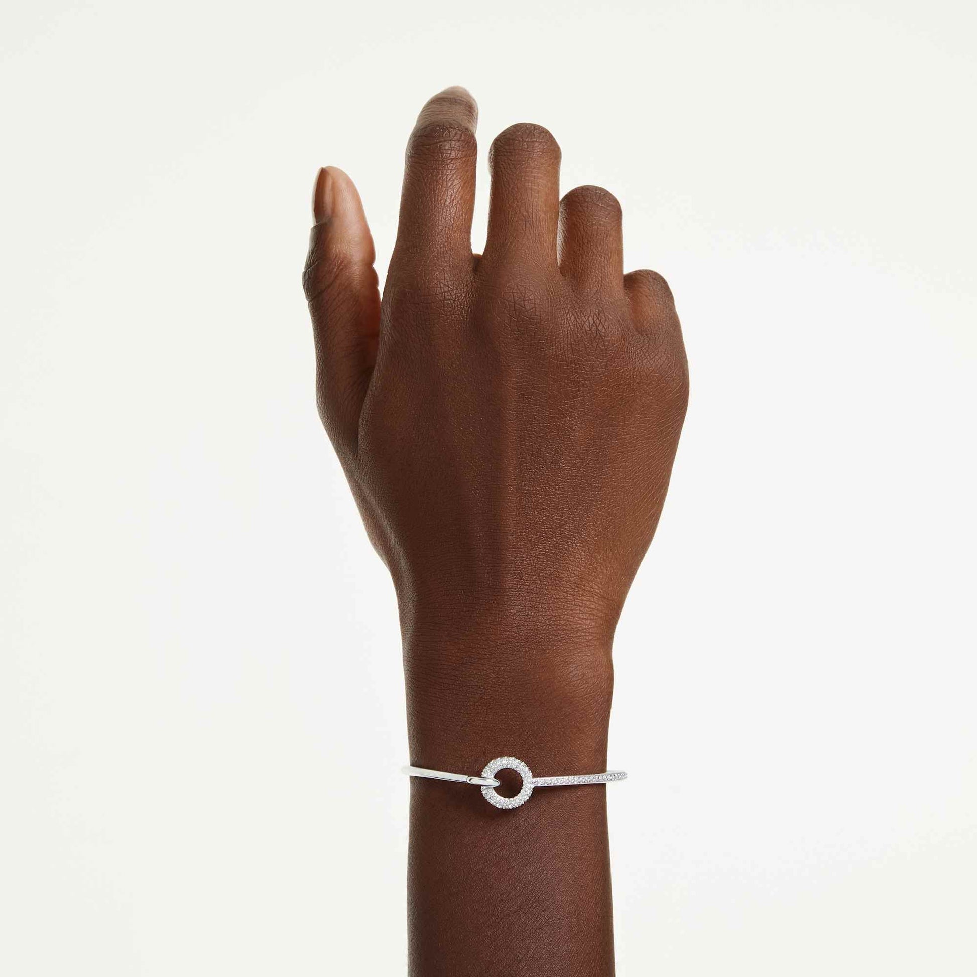 Swarovski Dextera bangle Round cut, White, Rhodium plated 5743569