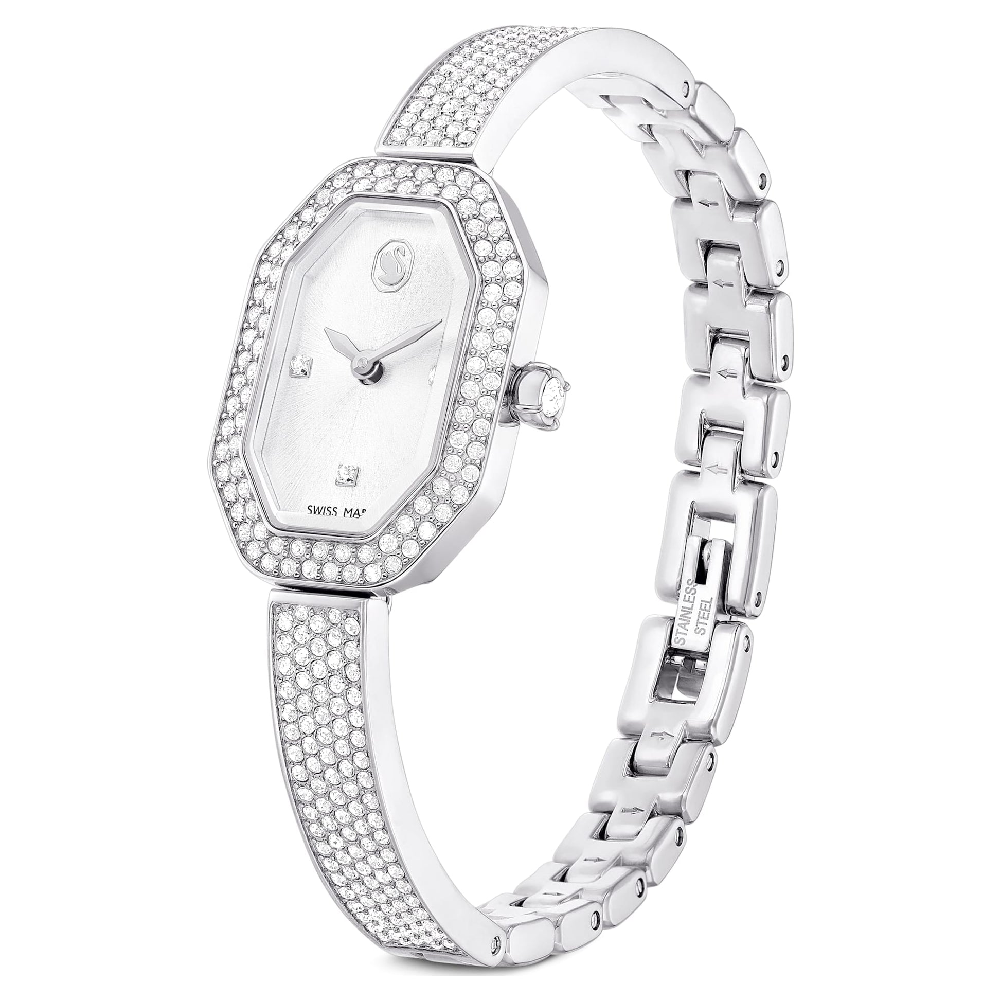Swarovski Dextera bangle watch Swiss Made, Metal bracelet, Silver tone, Stainless steel 5672977