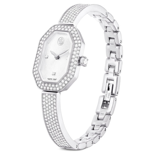 Swarovski Dextera bangle watch Swiss Made, Metal bracelet, Silver tone, Stainless steel 5672977