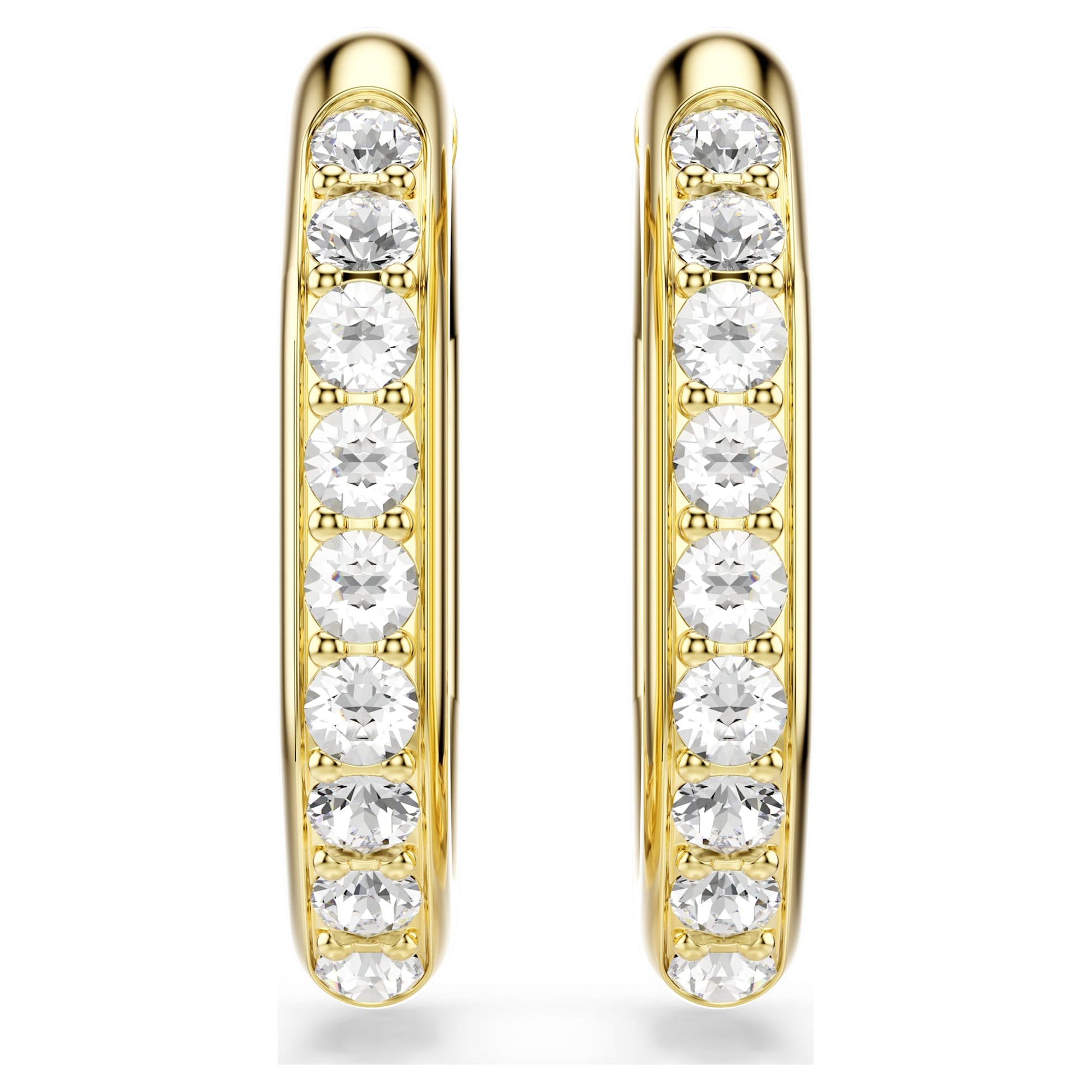 Swarovski Dextera hoop earrings Octagon shape, Round cut, Medium, White, Gold-tone plated 5724584