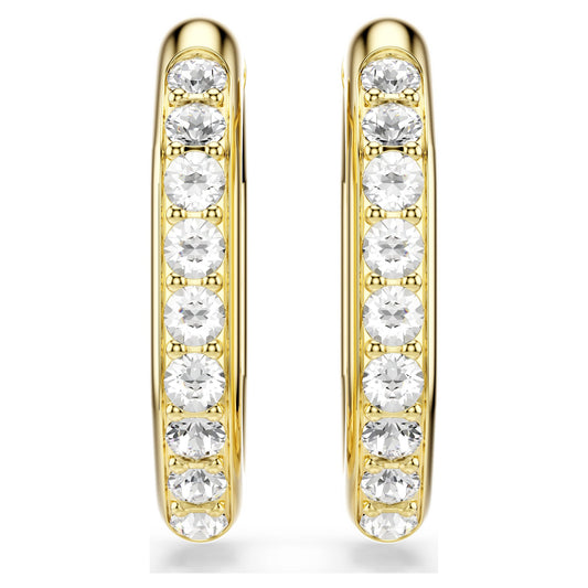 Swarovski Dextera hoop earrings Octagon shape, Round cut, Medium, White, Gold-tone plated 5724584