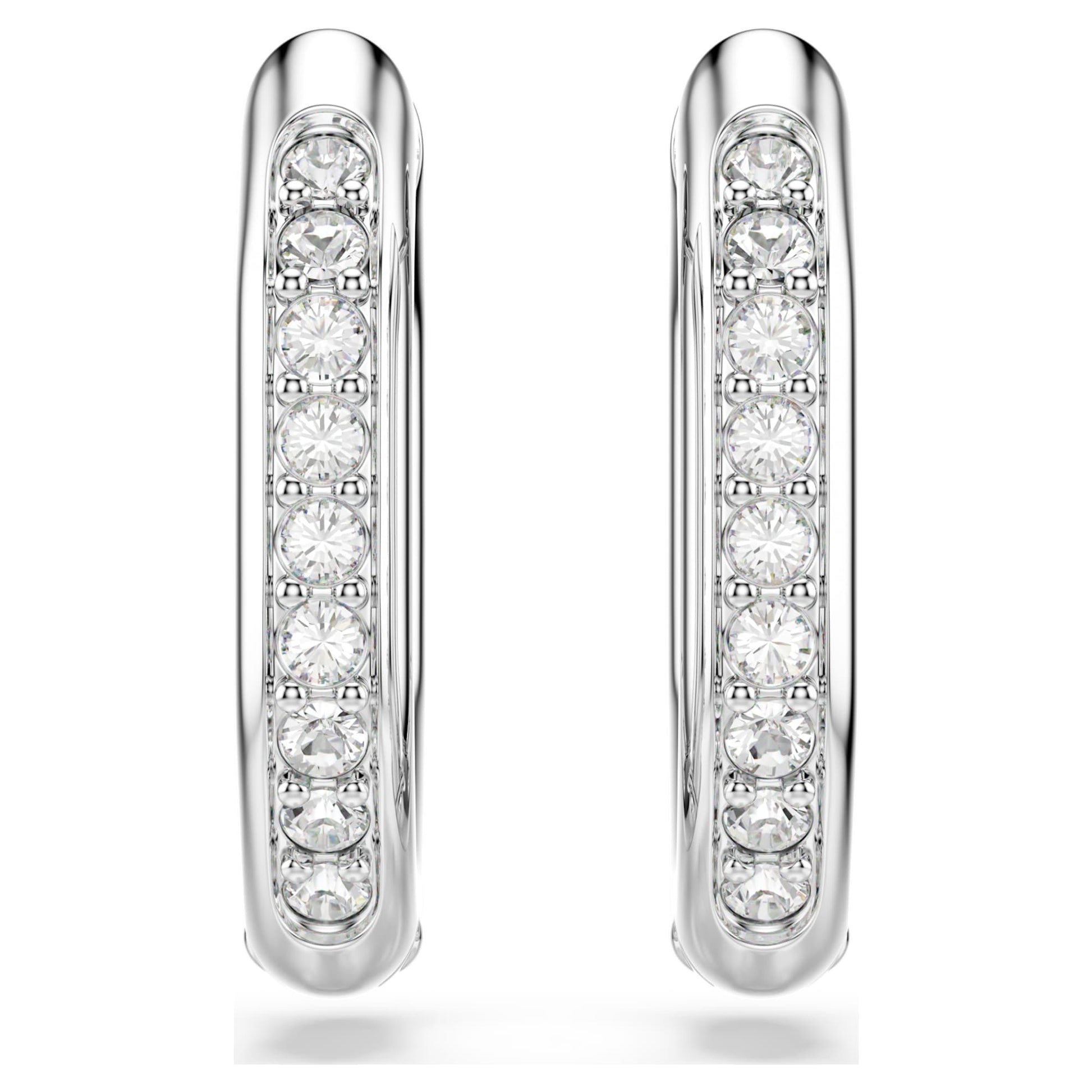 Swarovski Dextera hoop earrings Octagon shape, Round cut, Small, White, Rhodium plated 5724585