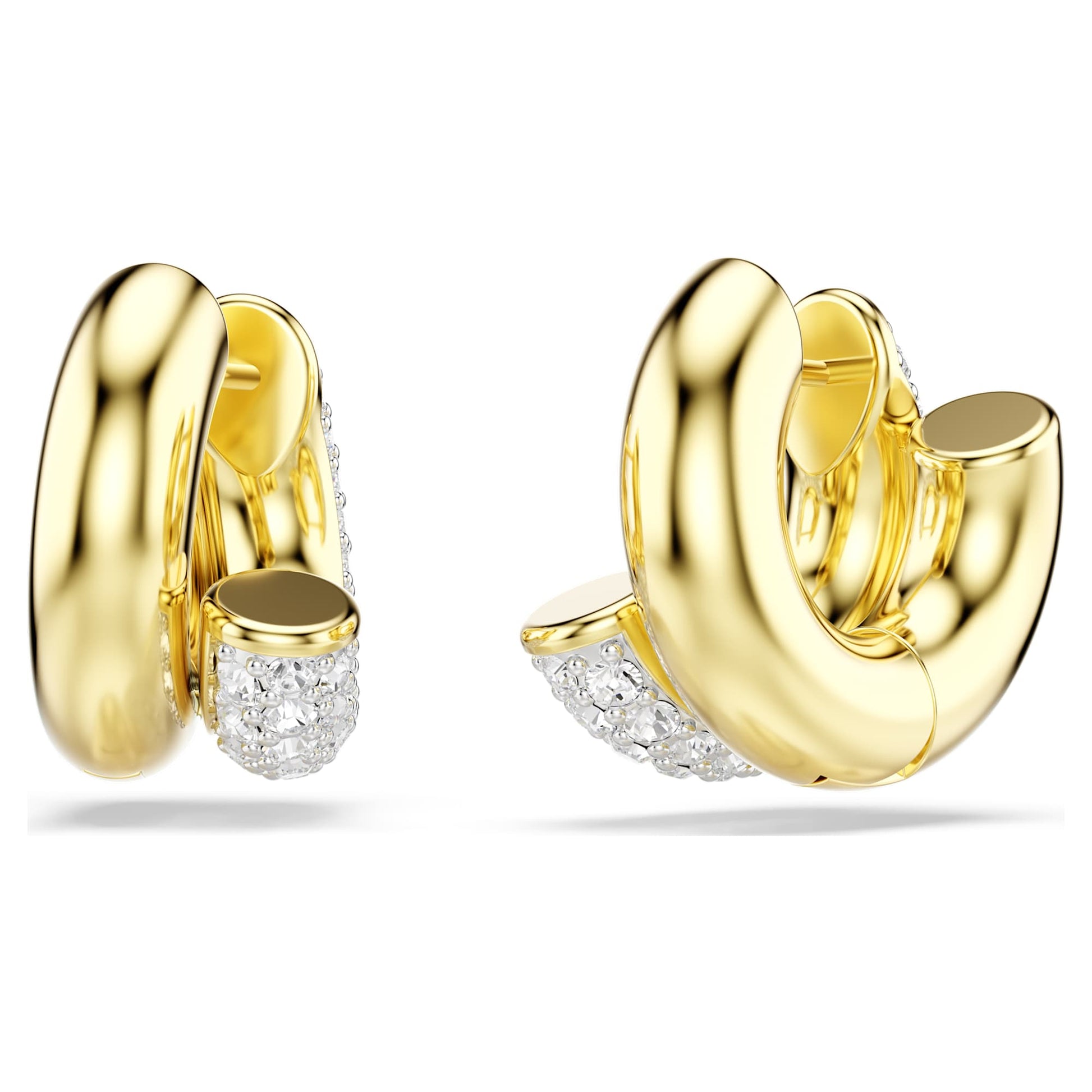 Swarovski Dextera hoop earrings Round cut, Mini, White, Gold-tone plated 5740735