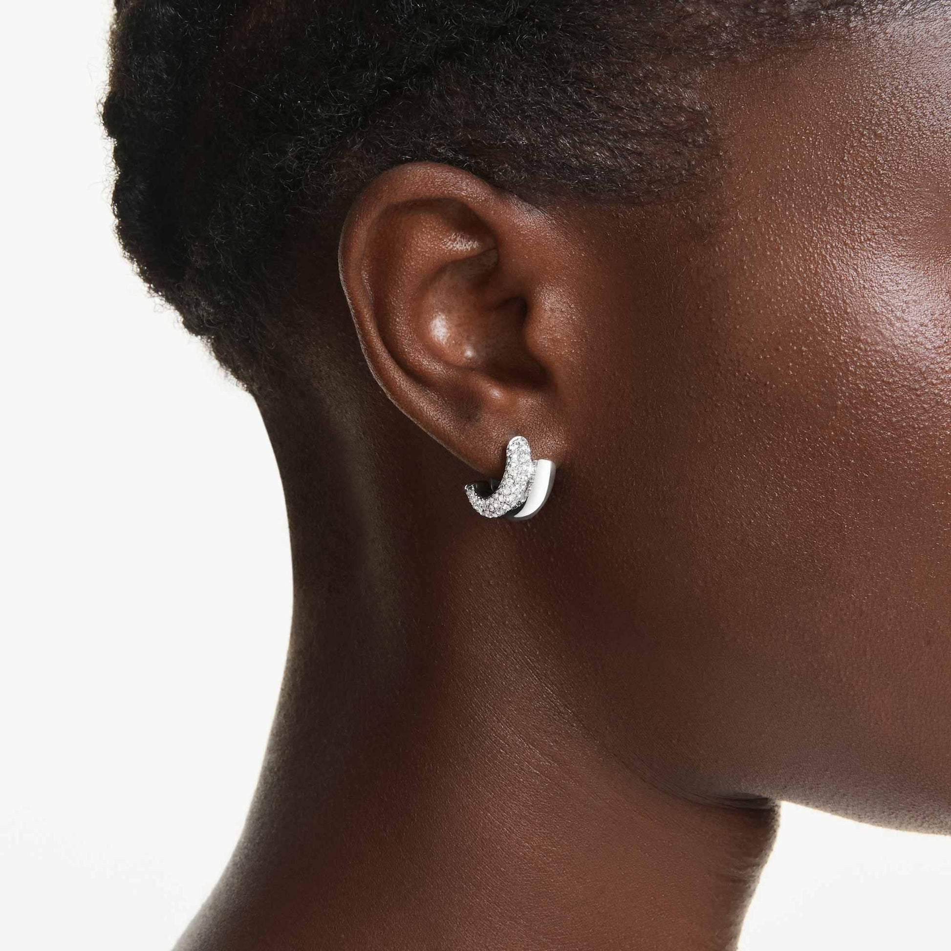 Swarovski Dextera hoop earrings Round cut, Mini, White, Rhodium plated 5738197