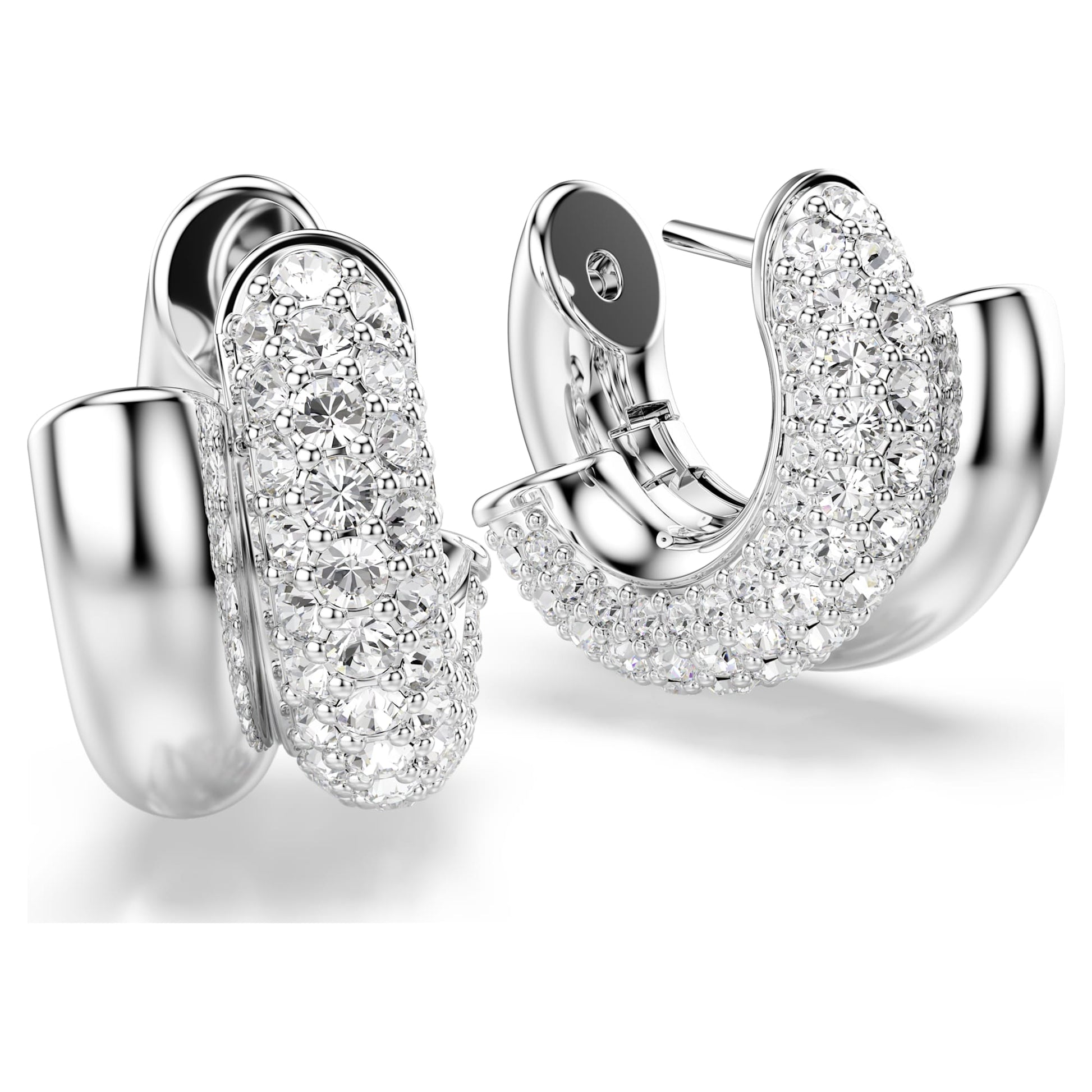 Swarovski Dextera hoop earrings Round cut, Mini, White, Rhodium plated 5738197