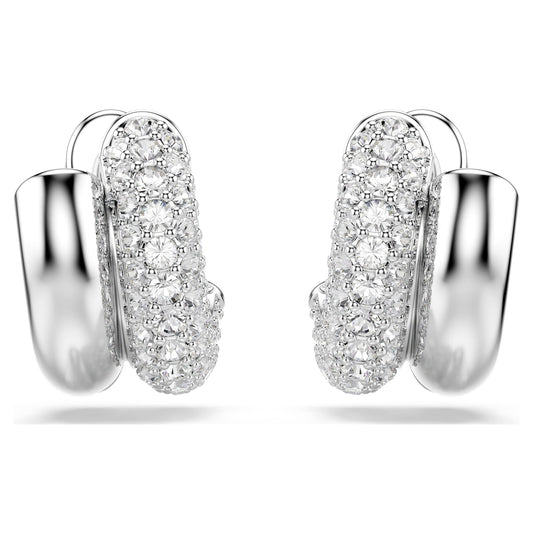 Swarovski Dextera hoop earrings Round cut, Mini, White, Rhodium plated 5738197