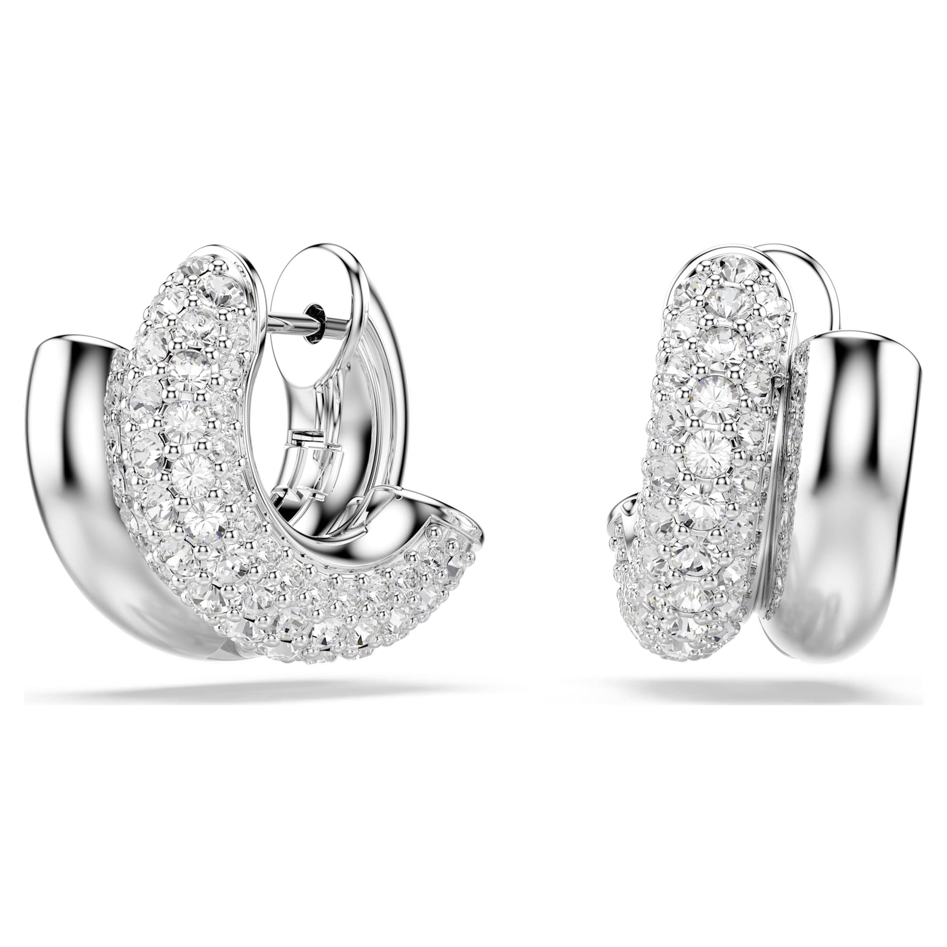 Swarovski Dextera hoop earrings Round cut, Mini, White, Rhodium plated 5738197