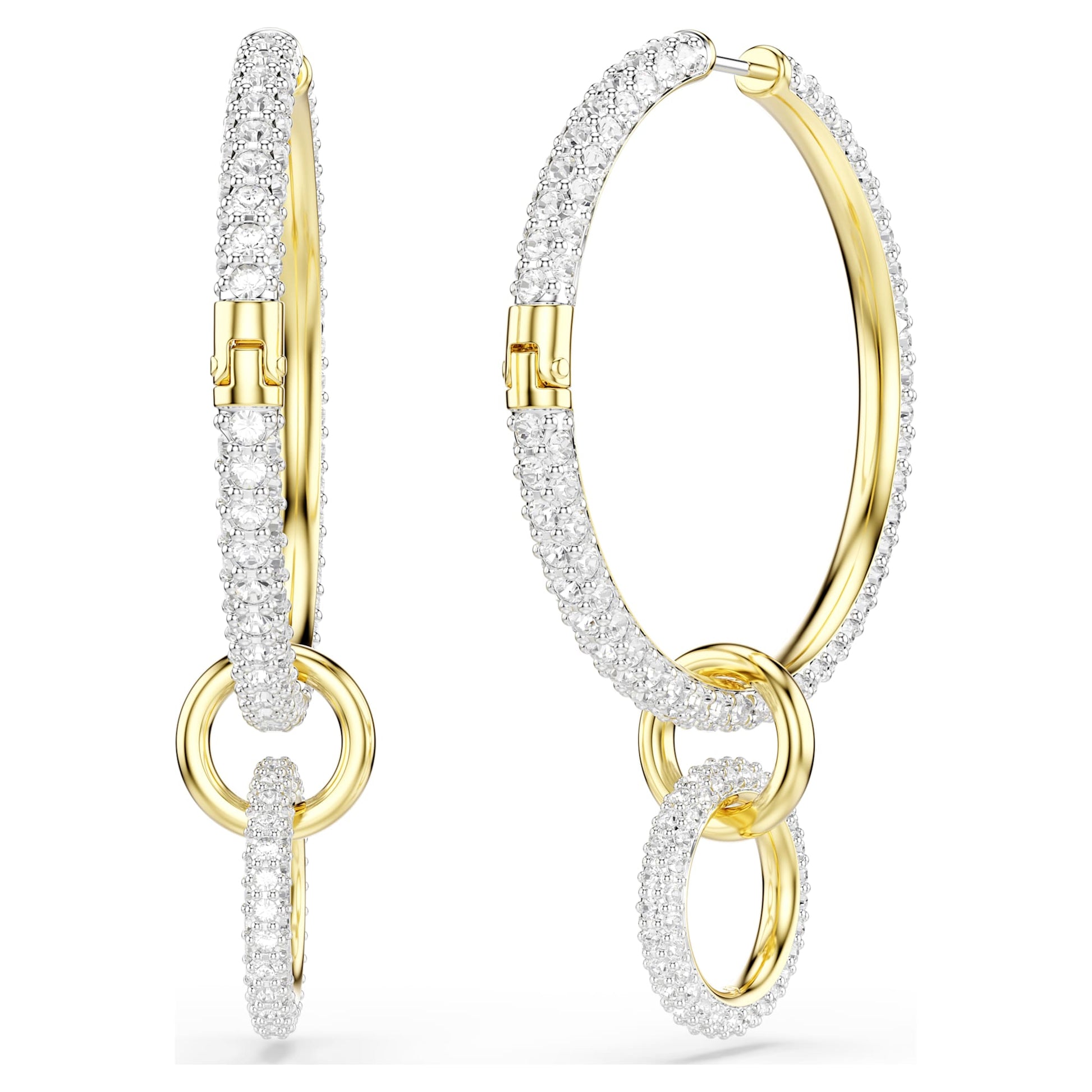 Swarovski Dextera hoop earrings Round cut, White, Gold-tone plated 5738201