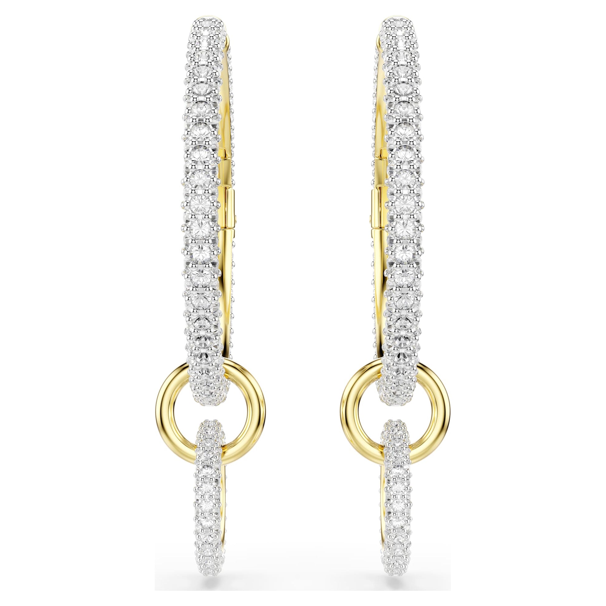 Swarovski Dextera hoop earrings Round cut, White, Gold-tone plated 5738201