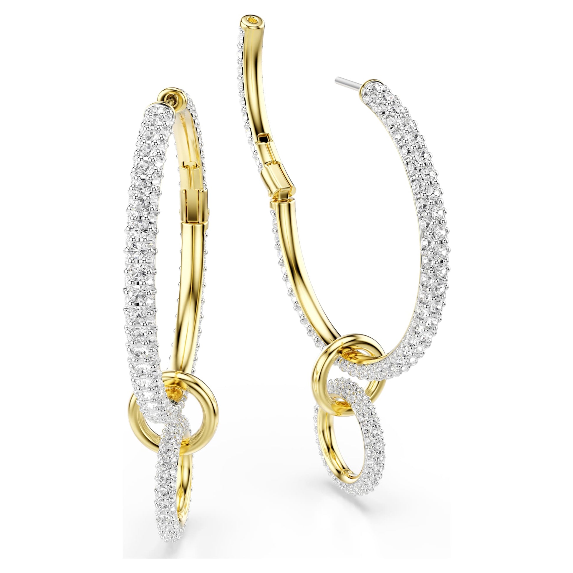 Swarovski Dextera hoop earrings Round cut, White, Gold-tone plated 5738201