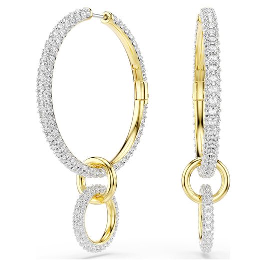 Swarovski Dextera hoop earrings Round cut, White, Gold-tone plated 5738201