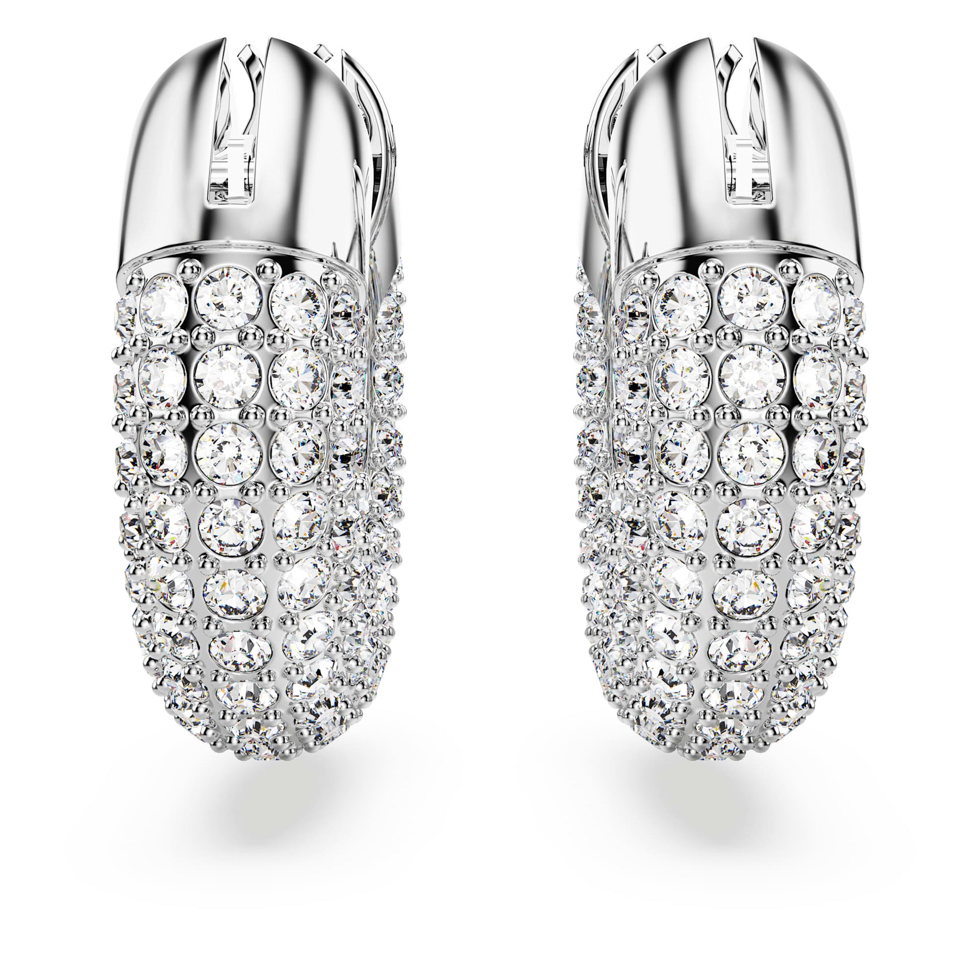 Swarovski Dextera hoop earrings Small, White, Rhodium plated 5618306