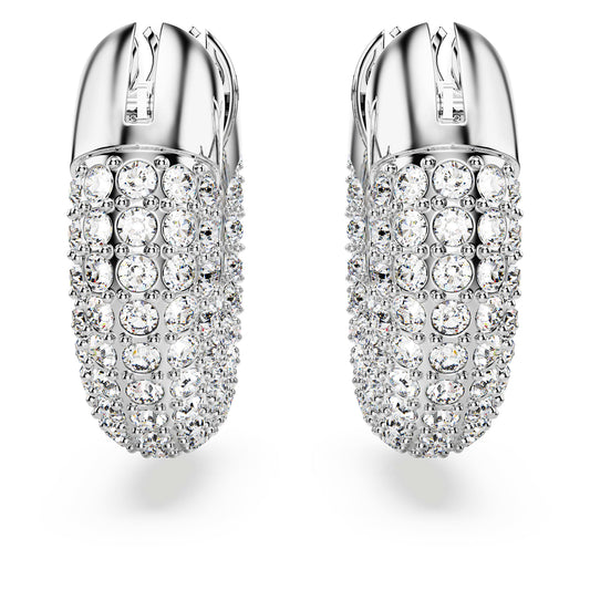 Swarovski Dextera hoop earrings Small, White, Rhodium plated 5618306