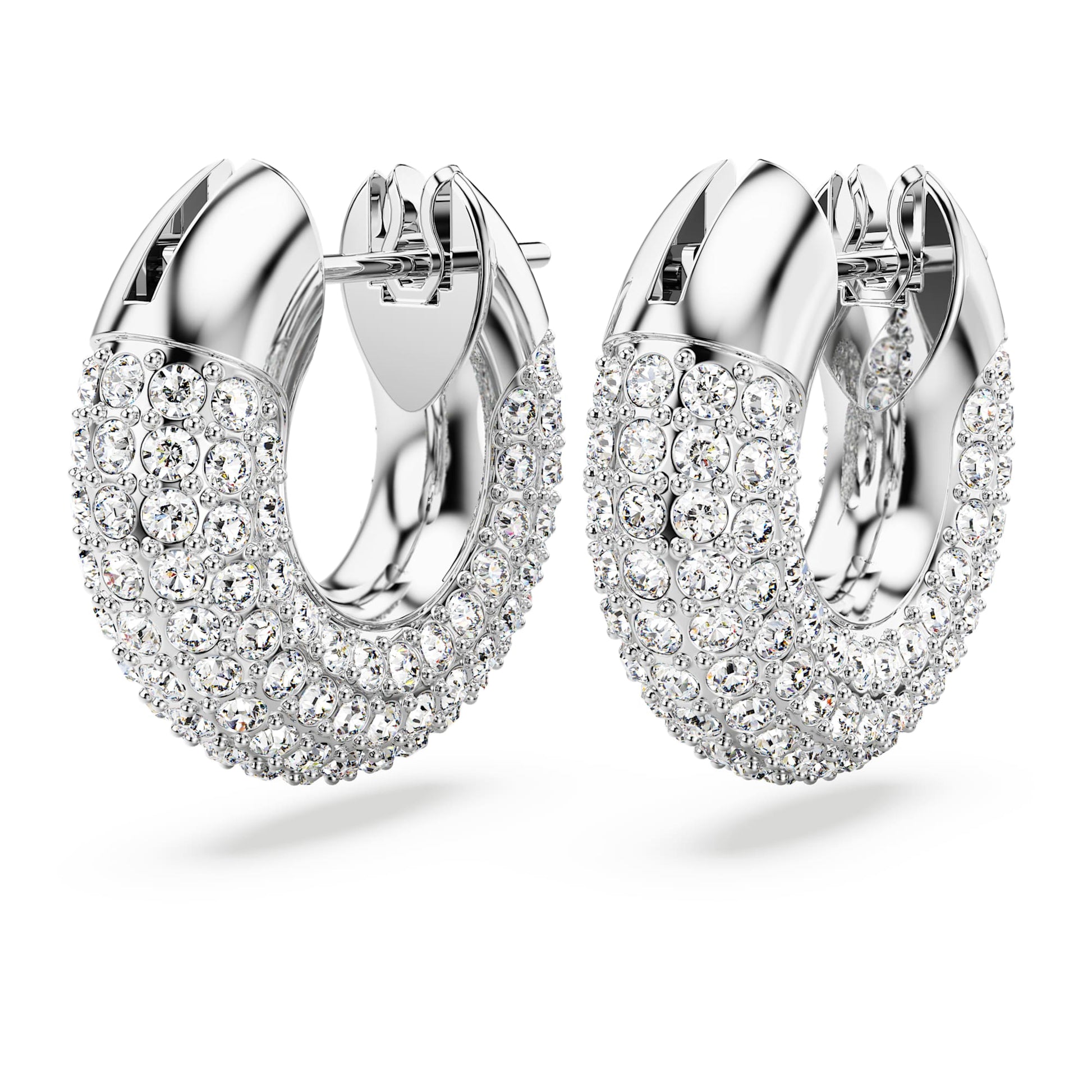 Swarovski Dextera hoop earrings Small, White, Rhodium plated 5618306