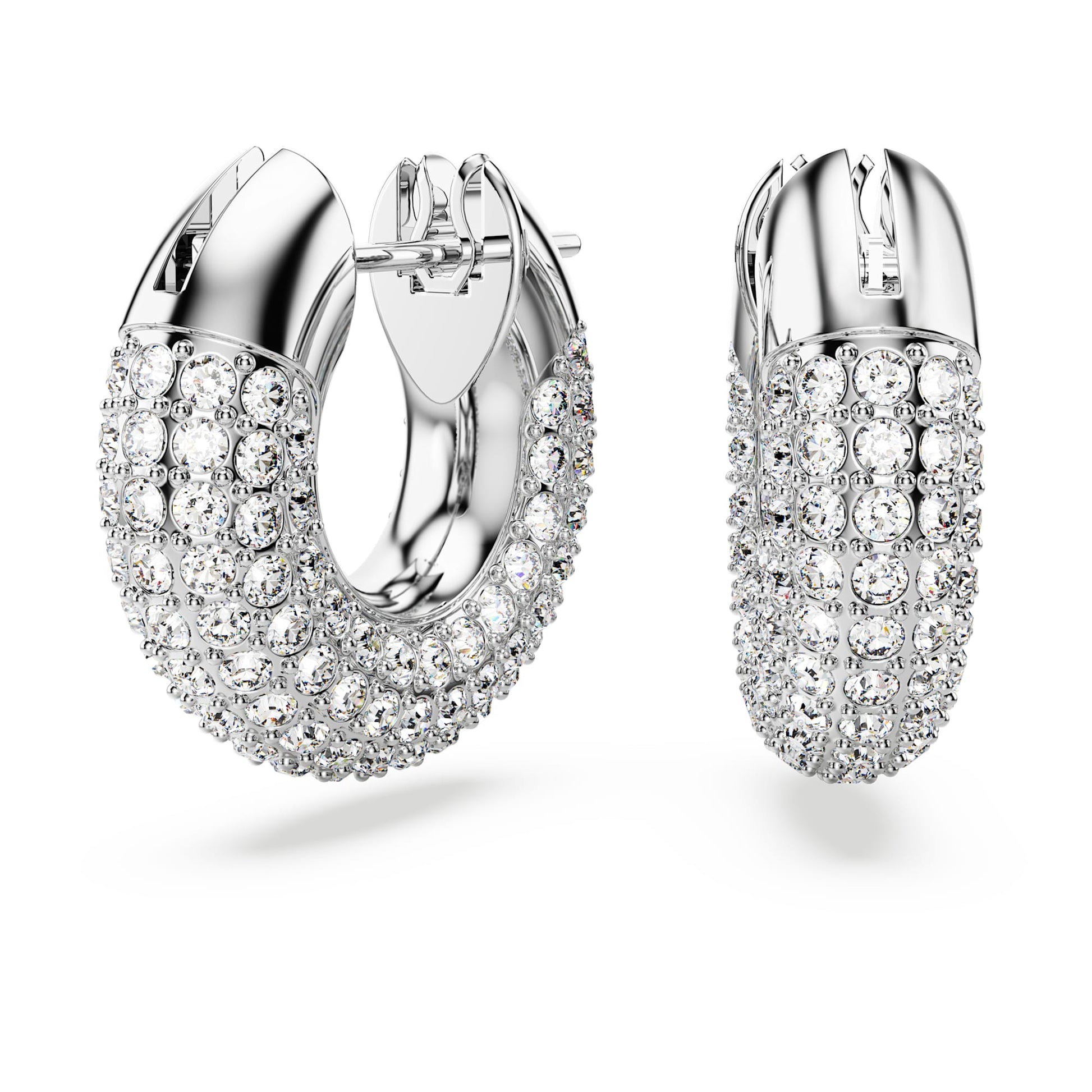 Swarovski Dextera hoop earrings Small, White, Rhodium plated 5618306