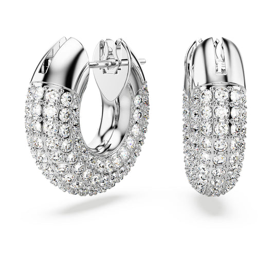 Swarovski Dextera hoop earrings Small, White, Rhodium plated 5618306