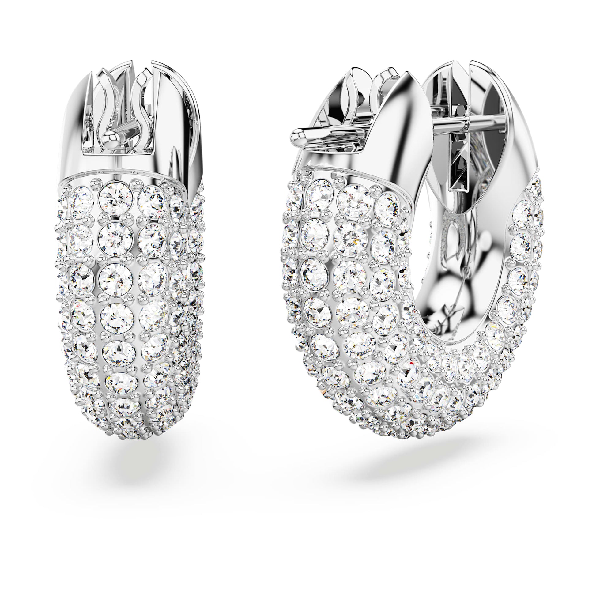 Swarovski Dextera hoop earrings Small, White, Rhodium plated 5618306