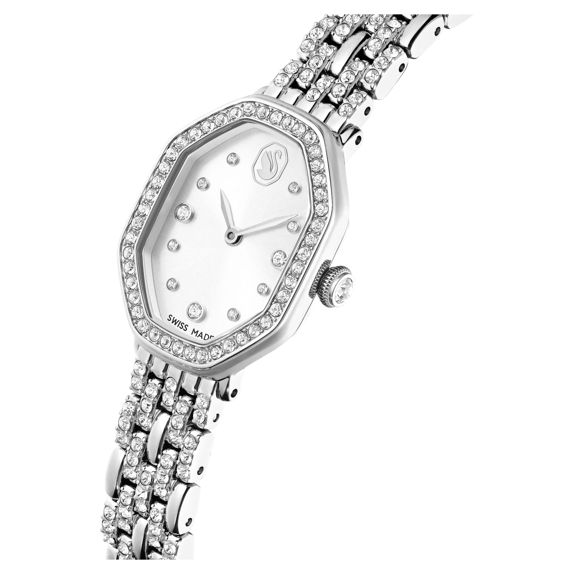 Swarovski Dextera octagon watch Swiss Made, Metal bracelet, Silver tone, Stainless steel 5698690