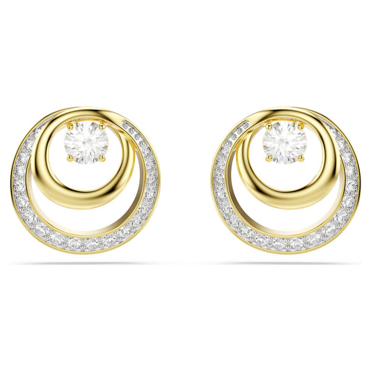 Swarovski Hyperbola stud earrings Round cut, White, Gold-tone plated 5740407