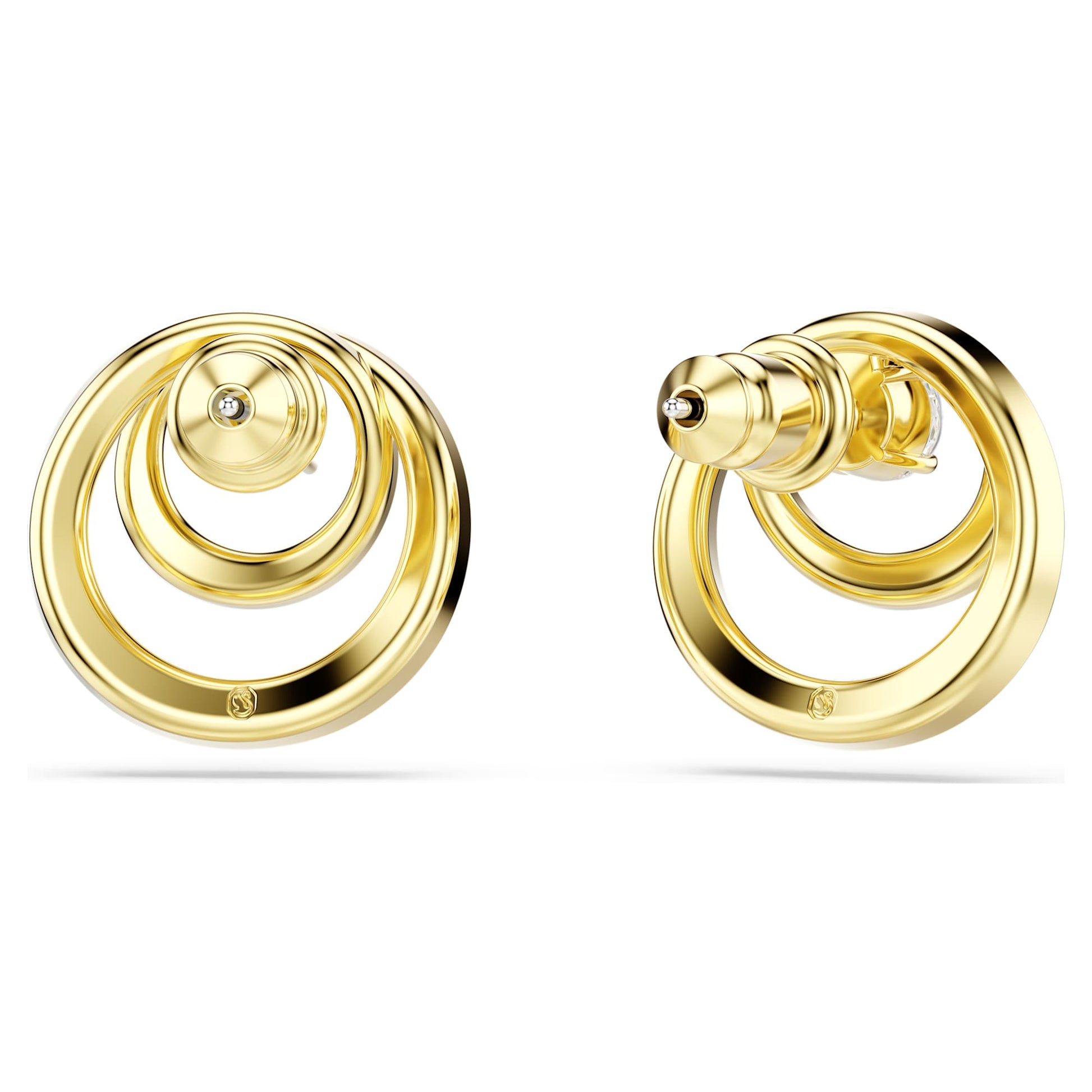 Swarovski Hyperbola stud earrings Round cut, White, Gold-tone plated 5740407
