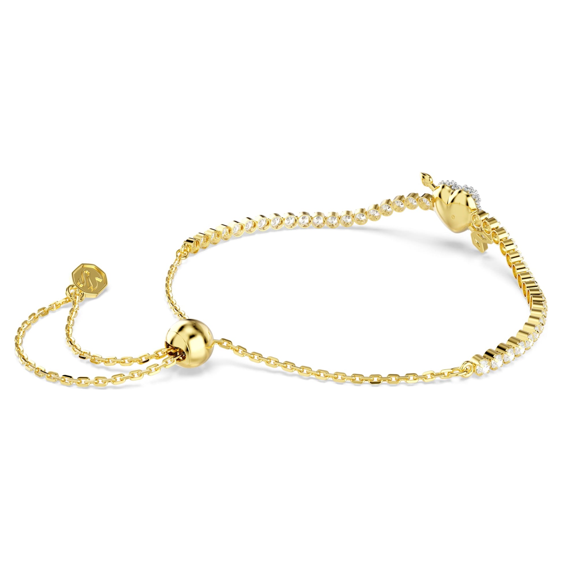 Swarovski Idyllia bracelet Mixed cuts, Heart with arrow, White, Gold-tone plated 5744061