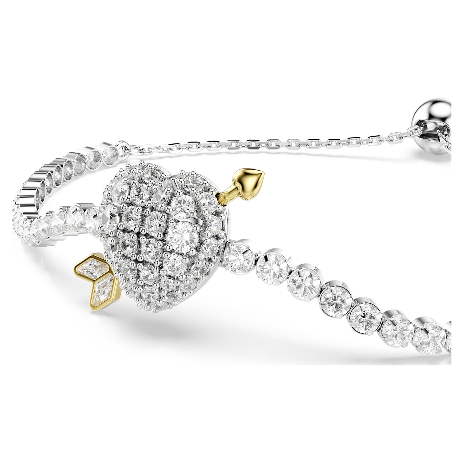 Swarovski Idyllia bracelet Mixed cuts, Heart with arrow, White, Rhodium plated 5742022