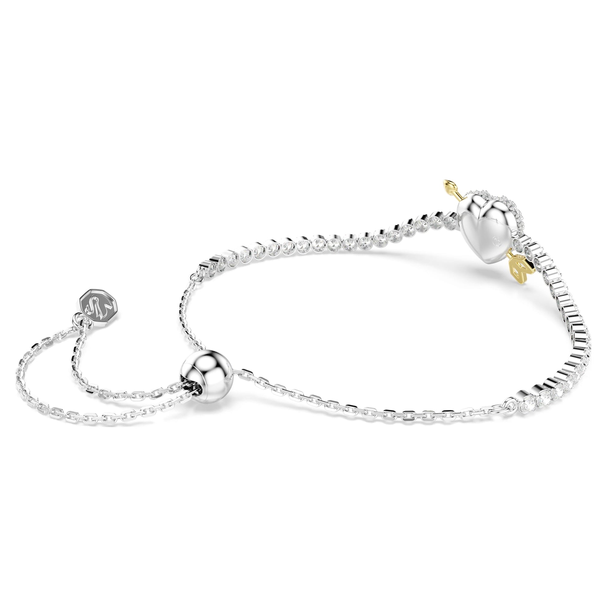 Swarovski Idyllia bracelet Mixed cuts, Heart with arrow, White, Rhodium plated 5742022