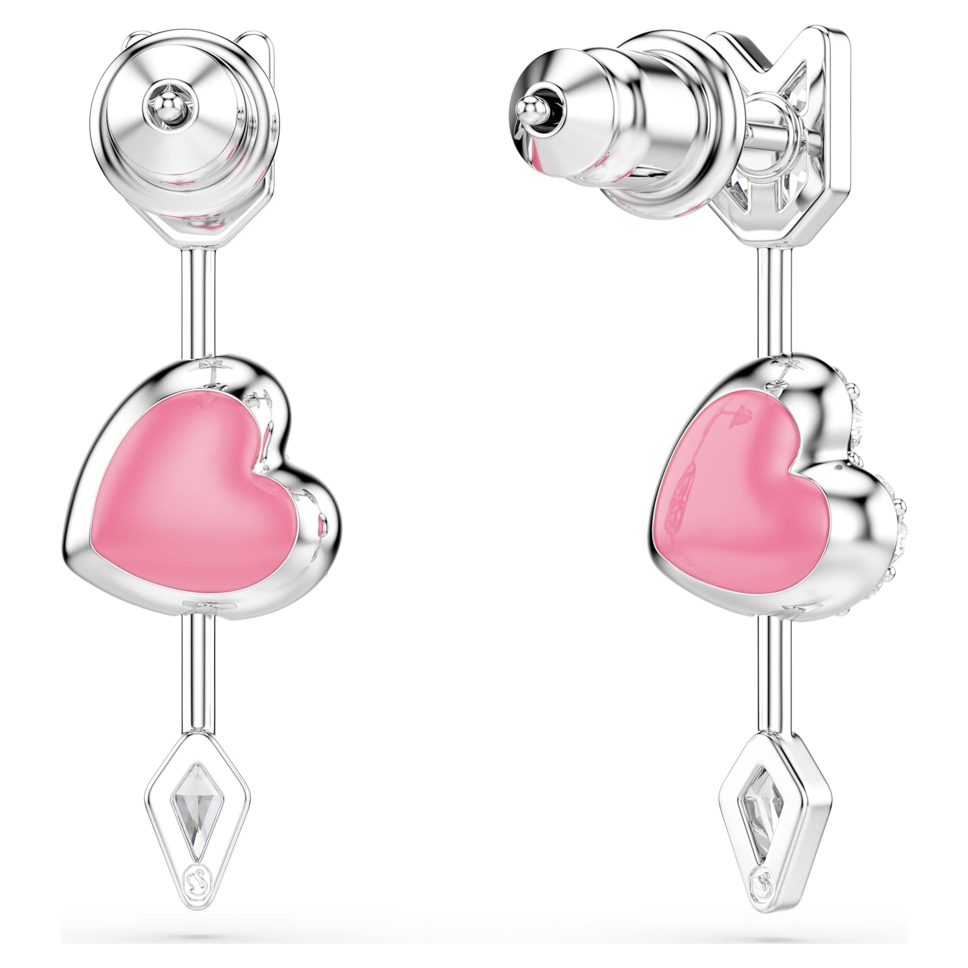 Swarovski Idyllia drop earrings Mixed cuts, Heart with arrow, White, Rhodium plated  5749602