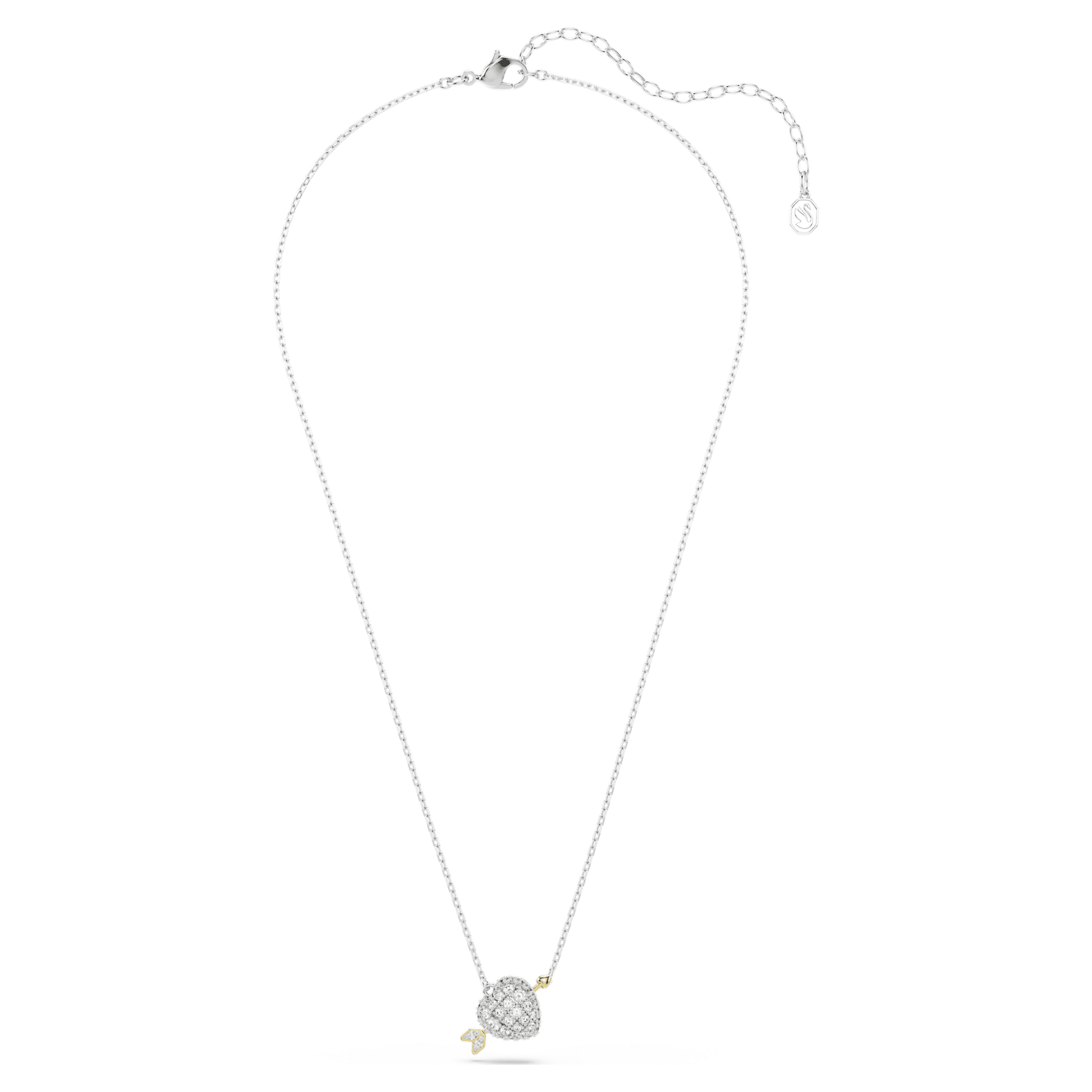 Swarovski Idyllia pendant Mixed cuts, Heart with arrow, White, Mixed metal finish 5737291