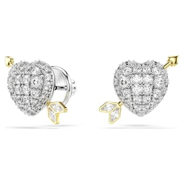 Swarovski Idyllia stud earrings Mixed cuts, Heart with arrow, White, Mixed metal finish 5737298