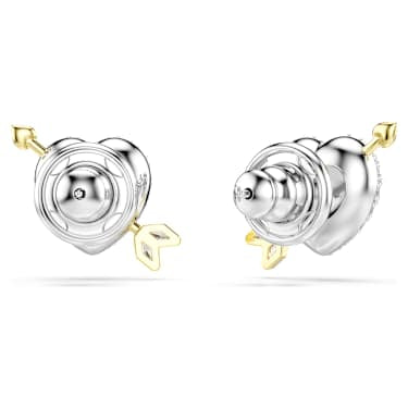 Swarovski Idyllia stud earrings Mixed cuts, Heart with arrow, White, Mixed metal finish 5737298