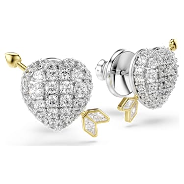 Swarovski Idyllia stud earrings Mixed cuts, Heart with arrow, White, Mixed metal finish 5737298