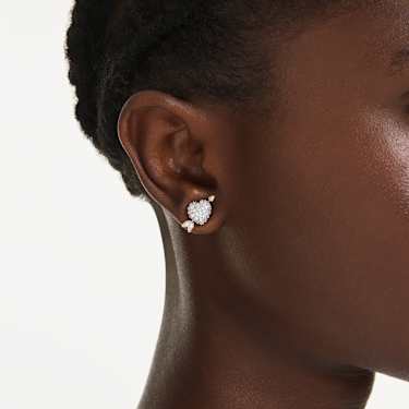 Swarovski Idyllia stud earrings Mixed cuts, Heart with arrow, White, Mixed metal finish 5737298