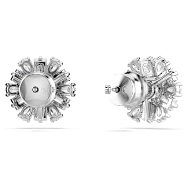 Swarovski Idyllia stud earrings Mixed cuts, Snowflake, White, Rhodium plated 5691483