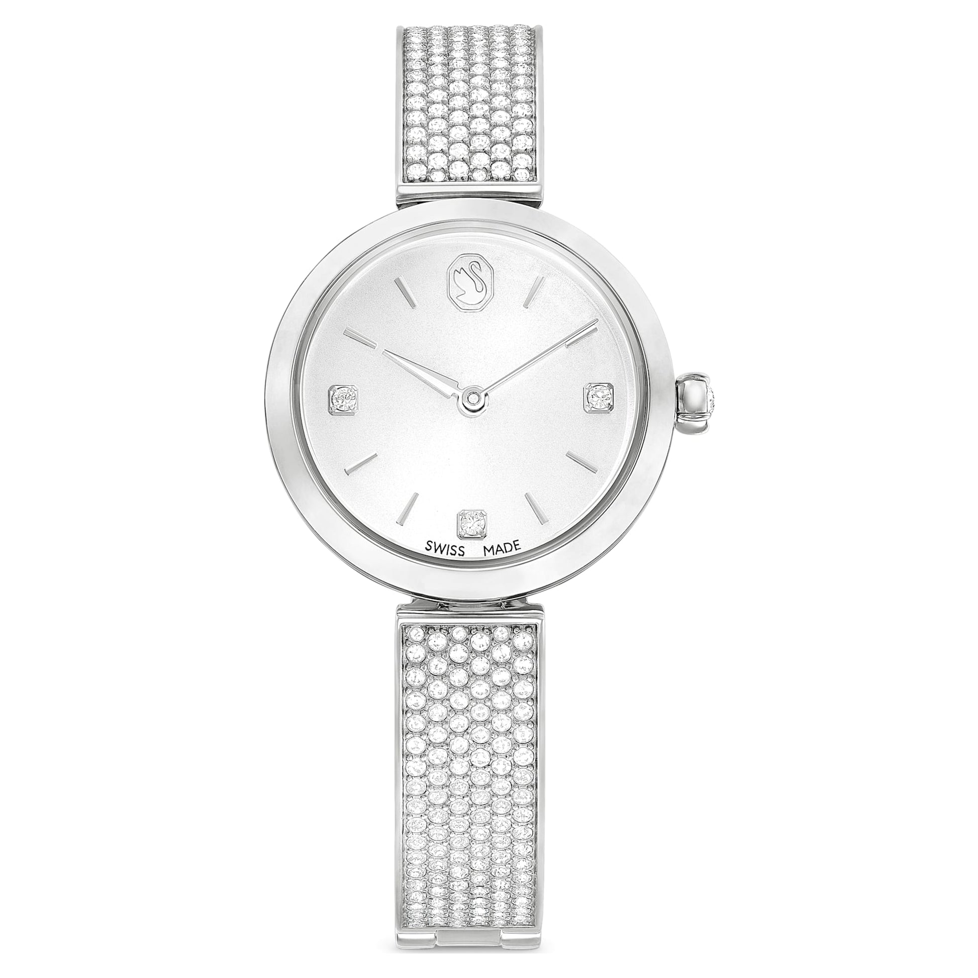 Swarovski Illumina watch Swiss Made, Metal bracelet, Silver tone, Stainless steel 5671205