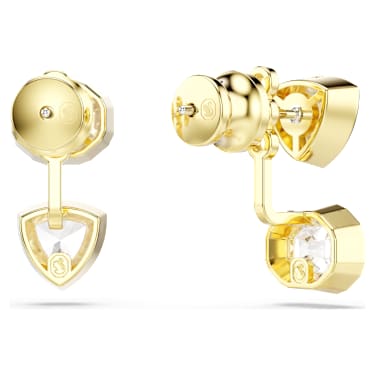 Swarovski Imber earring jackets Asymmetrical design, Mixed cuts, White, Gold-tone plated  5705461