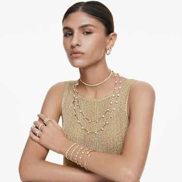 Swarovski Imber earring jackets Asymmetrical design, Mixed cuts, White, Gold-tone plated  5705461