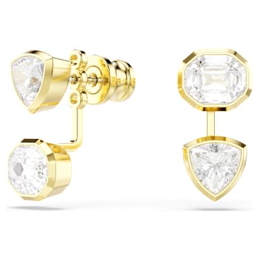 Swarovski Imber earring jackets Asymmetrical design, Mixed cuts, White, Gold-tone plated  5705461