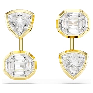 Swarovski Imber earring jackets Asymmetrical design, Mixed cuts, White, Gold-tone plated  5705461