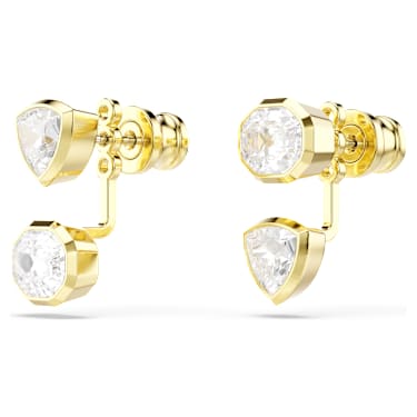 Swarovski Imber earring jackets Asymmetrical design, Mixed cuts, White, Gold-tone plated  5705461