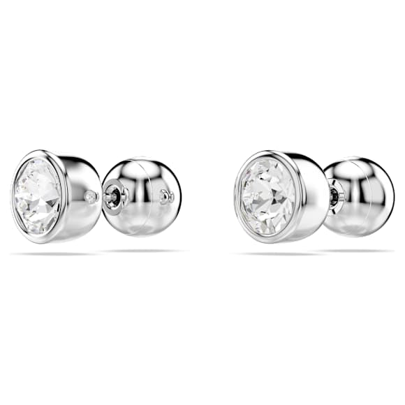 Swarovski Imber stud earrings Round cut, White, Rhodium plated 5696073